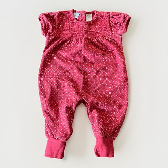 Vintage Cherokee Baby Size 3-6 Months Bubble Pants Romper Smocked Red - Picture 1 of 7